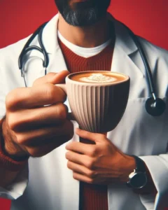 Médico com café
